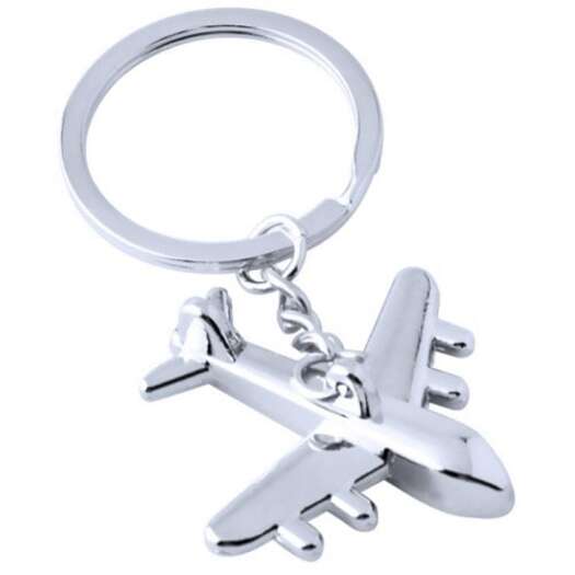 Creative Aeroplane Metal Car Key Chain Ring Silver Keyrings