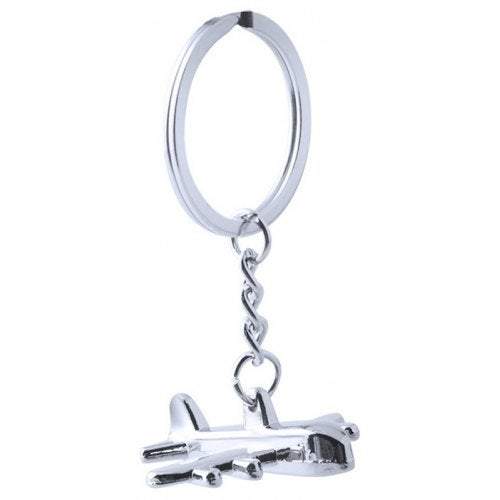Creative Aeroplane Metal Car Key Chain Ring Silver
