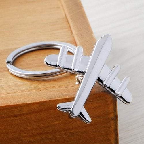 Creative Aeroplane Metal Car Key Chain Ring Silver