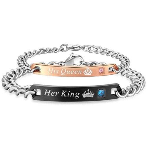 Hand Jewellery Her King His Queen Couple Bracelet Black Style A
