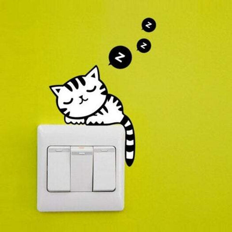 Kid's Wall Stickers Lovely Cat Pattern Light Switch For Bedroom Decoration Black