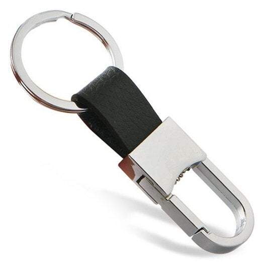 Men's Metal Leather Car Keychain Creative Small Gift Black Keyrings