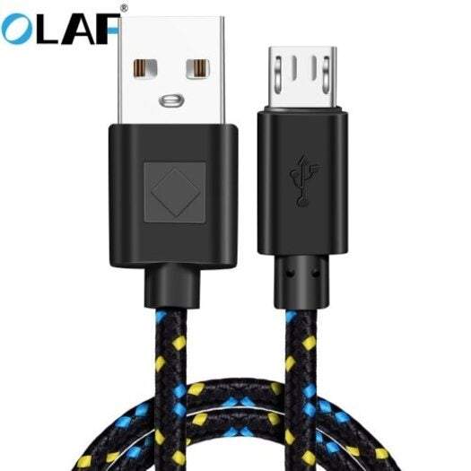 Phone Cables Cords Micro Usb Nylon Data Fast Charging Charger For Samsung Huawei Xiaomi Black 50Cm