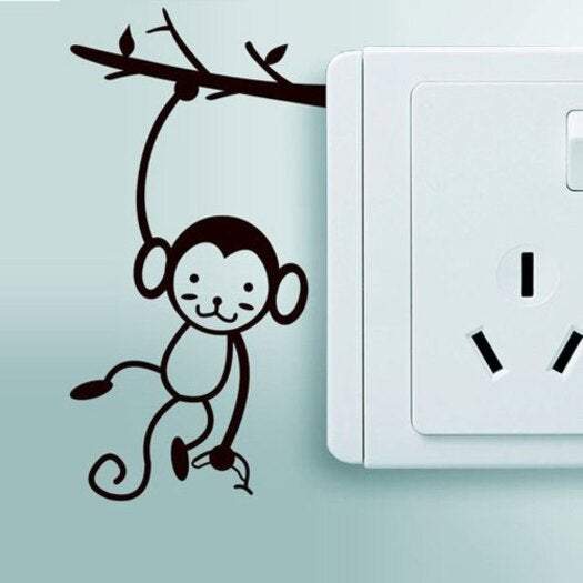 Kid's Wall Stickers Monkey For Switch Decoration Vinyl Decal Black Wall Decals & Stickers