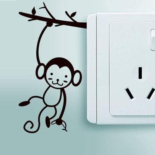 Kid's Wall Stickers Monkey For Switch Decoration Vinyl Home Decal Black