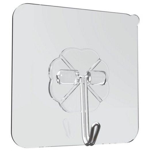 Wall Hooks Racks Reusable Adhesive Nail Free Non Trace Transparent Hooks & Hangers