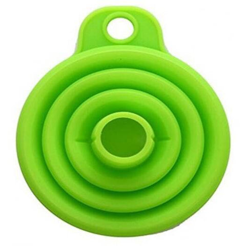 Kitchen Fittings Tools Silicone Gel Foldable Collapsible Style Funnel Hopper Yellow Green