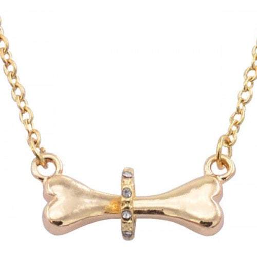 Veile Studios Necklaces Simple Diamond Studded Dog Bone Silver Necklaces & Pendants