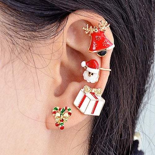 Veile Studios Stylish Multicolor Single Christmas Style Hoop Gift Earrings