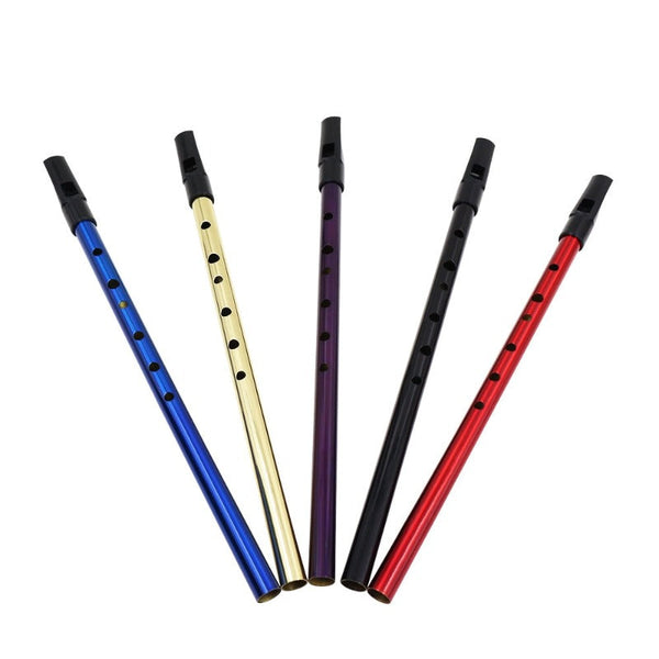 6 Hole Flute D Key Tin Penny Whistle Metal Instrument Woodwind Musical Beginners Accessories Whistles
