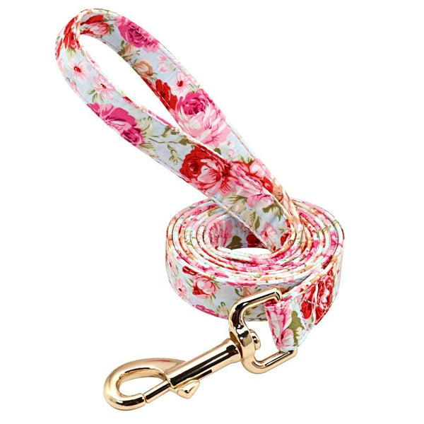 Handmade Personalized Floral Nylon Printed Dog Collar And Leash Sets
