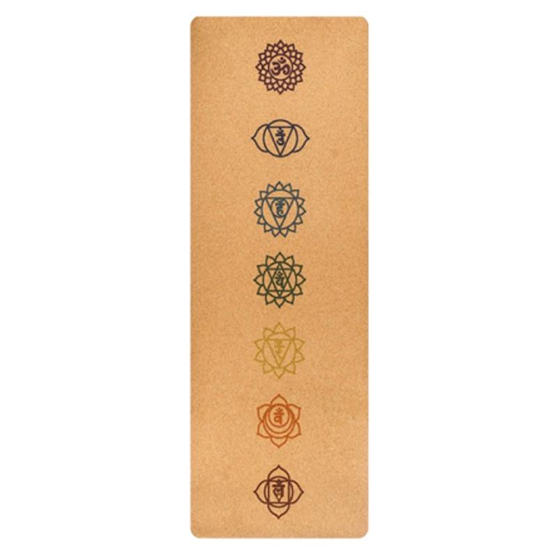 7 Chakras Natural Cork Tpe Yoga Mat 5Mm Thick Exercise Mats & Non Slip Towels