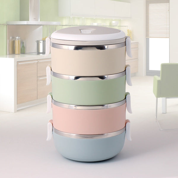 2/3/4 Layers Stainless Steel Thermal Lunch Boxes Portable Food Container Lunchboxes