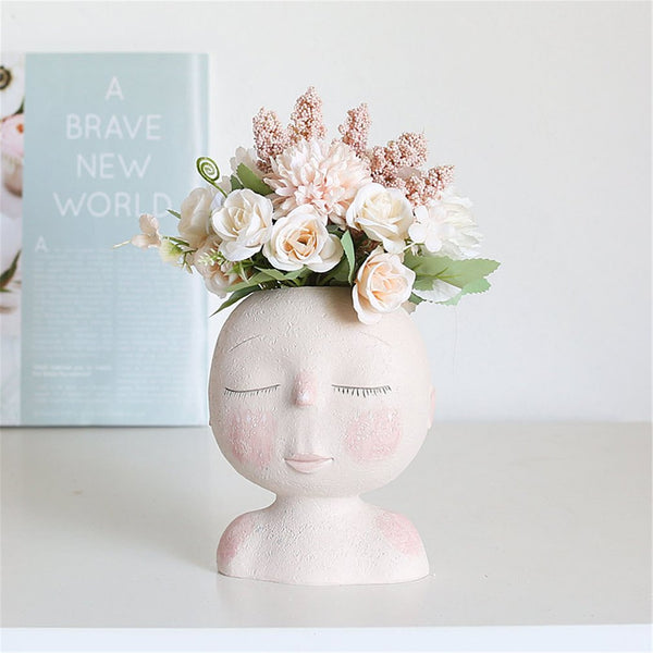 Cute Face Resin Flower Pot Succulent Planter Vase Vases