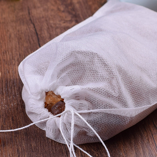 100 Pieces Tea Bags Nonwoven Fabric Filter Spice Infuser With String Food Storage Containers