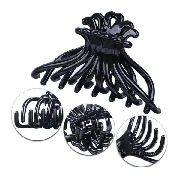 Hair Claw Clamps Clip Ponytail Bands Lady Headwear Accessories Black