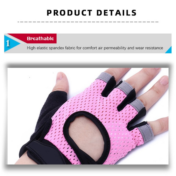 Half Finger Non Slip Breathable Fitness Weight Lifting Gloves Women Gloves Straps & Hooks
