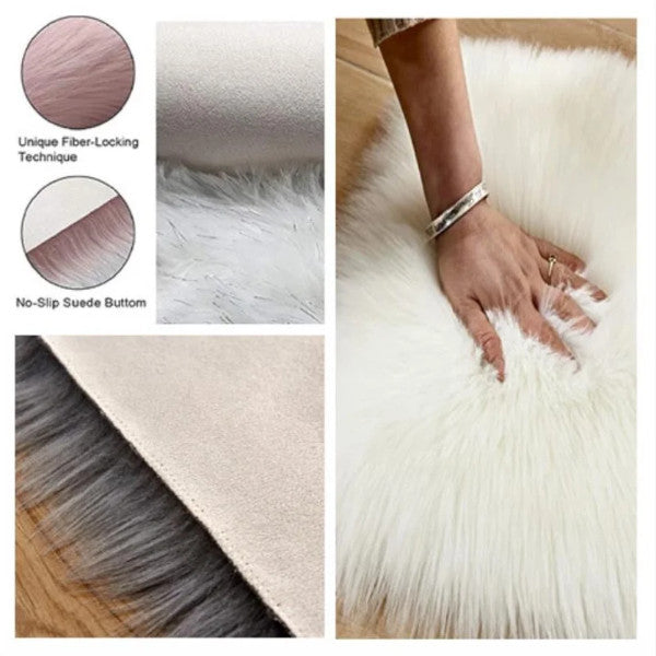 45X90cm Half Round Shaped Artificial Wool Fur Soft Plush Rug Carpet Mat Black Rugs