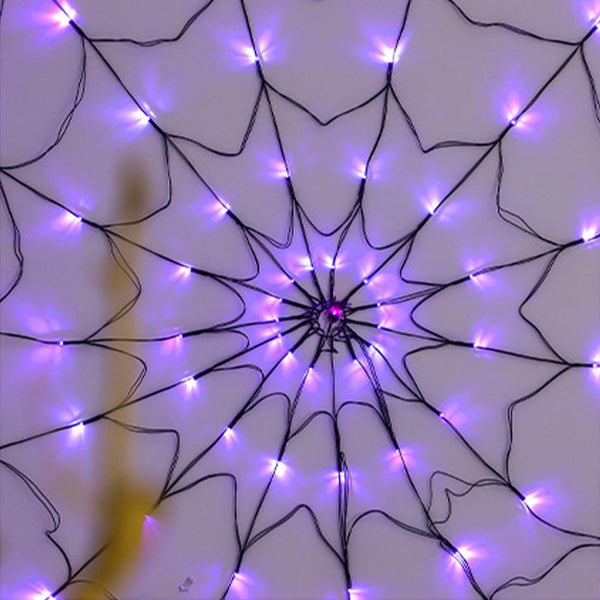 Halloween Led Spider Web Light Lights Lighted Up Purple Outdoor Party Decor Decorative Lighting
