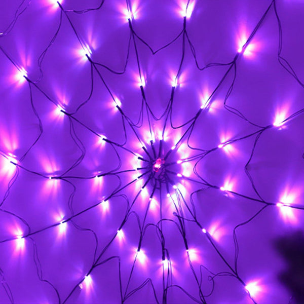 Halloween Led Spider Web Light Lights Lighted Up Purple Outdoor Party Decor Decorative Lighting