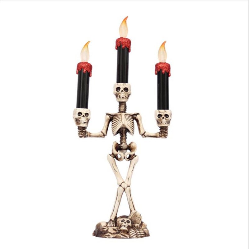 Halloween Skeleton Ghost Flameless Electronic Candles Light Decorative Prop Red Party Decorations