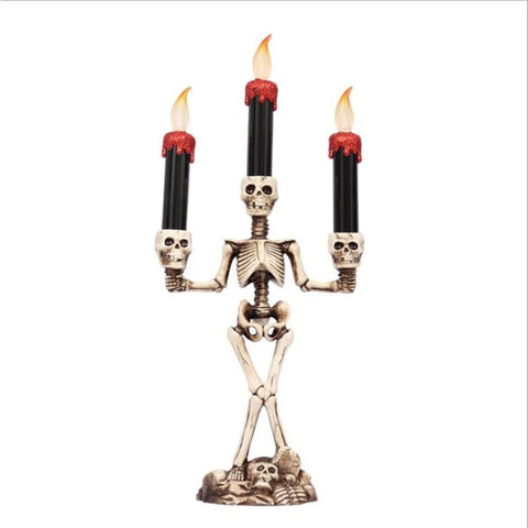 Halloween Skeleton Ghost Flameless Electronic Candles Light Decorative Prop Red