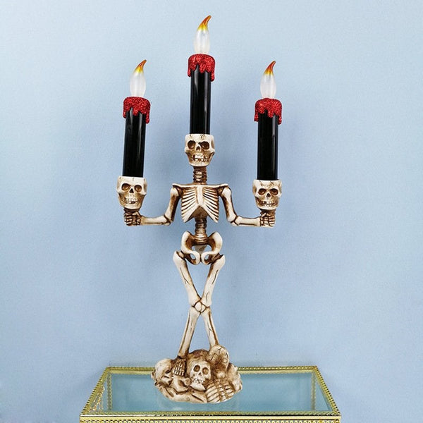 Halloween Skeleton Ghost Flameless Electronic Candles Light Decorative Prop Red Party Decorations