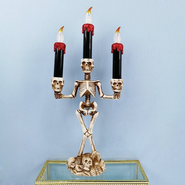 Halloween Skeleton Ghost Flameless Electronic Candles Light Decorative Prop Red