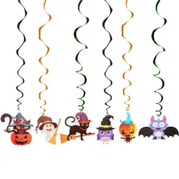 Halloween Spiral Decorations 6Pcs Multi