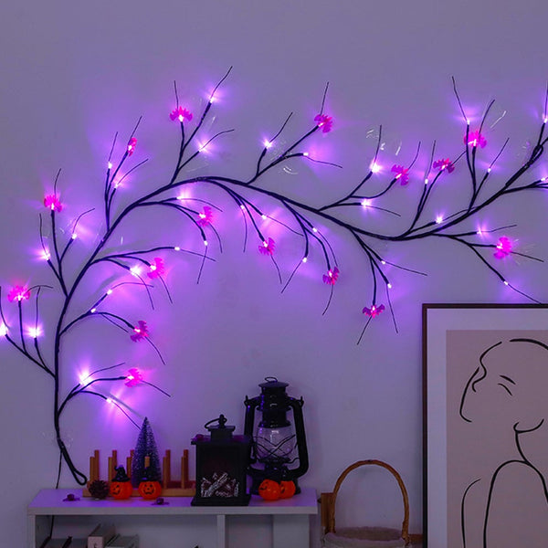 Halloween Willow Vine Twig Decoration Lights Spider Bats Branches Spooky Party Decorations