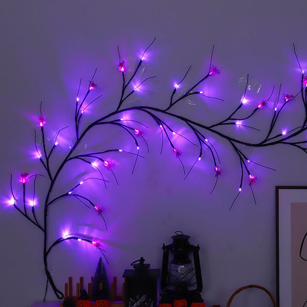 Halloween Willow Vine Twig Decoration Lights Spider Bats Branches Spooky Party Decorations