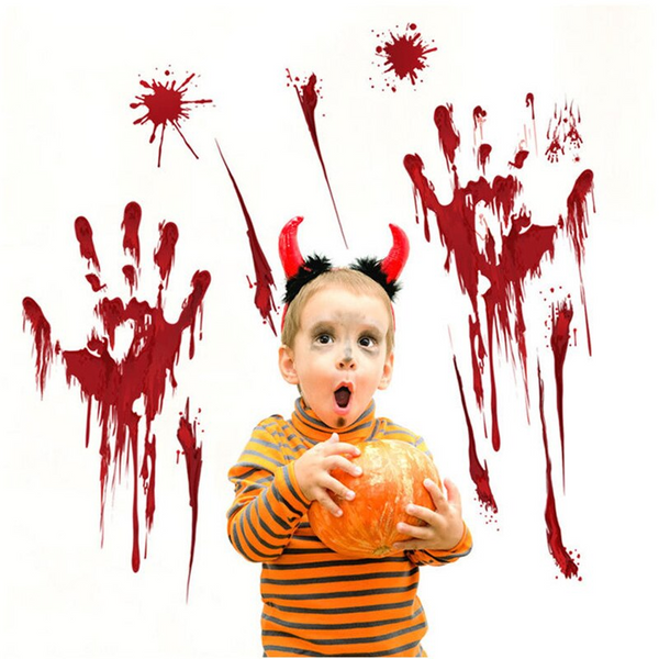 Removable Halloween Bloody Hand Print Footprint Pattern Wall Sticker Party Decor