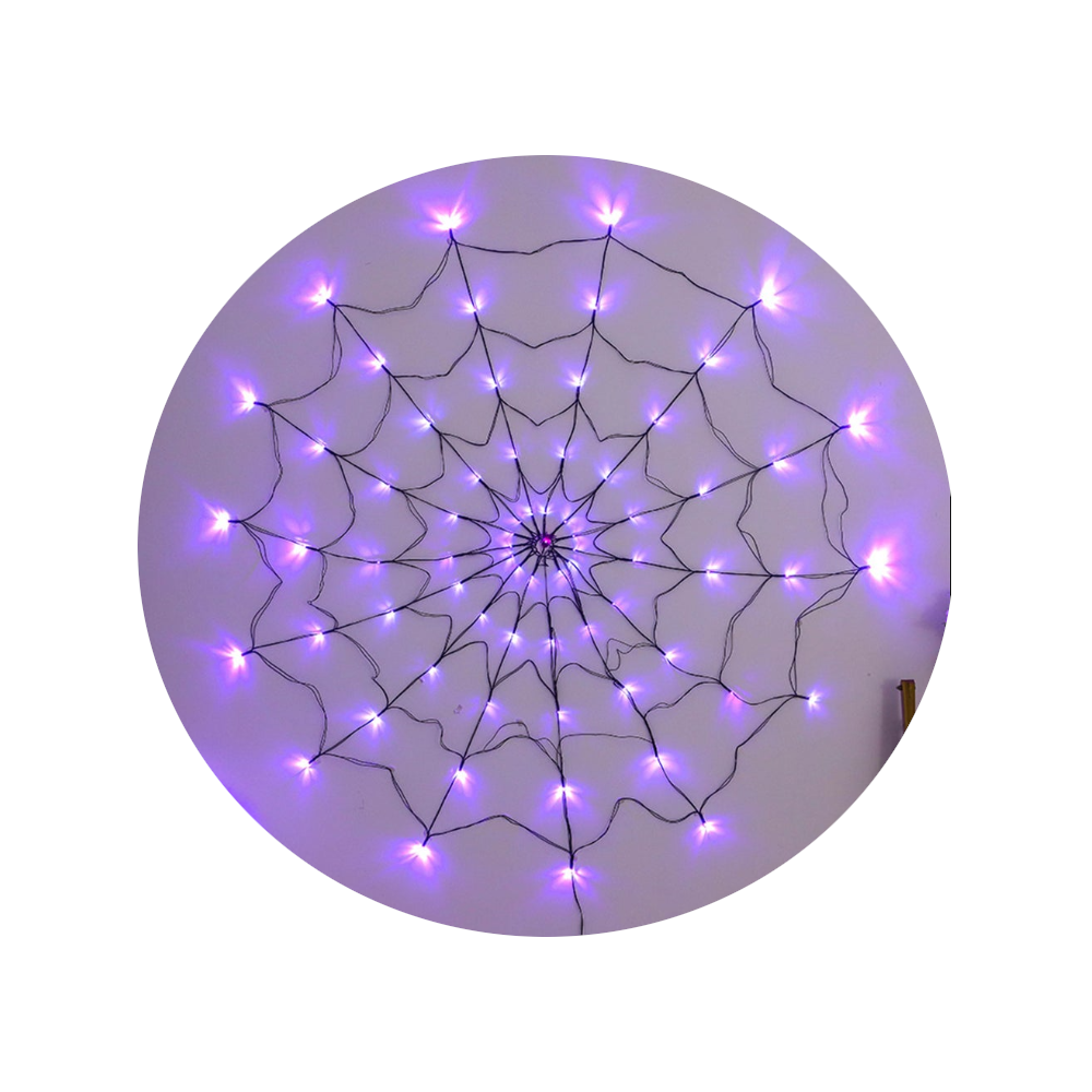 Halloween Led Spider Web Light Lights Lighted Up Purple Outdoor Party Decor Decorative Lighting