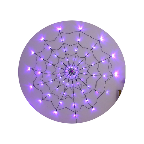 Halloween Led Spider Web Light Lights Lighted Up Purple Outdoor Party Decor Decorative Lighting
