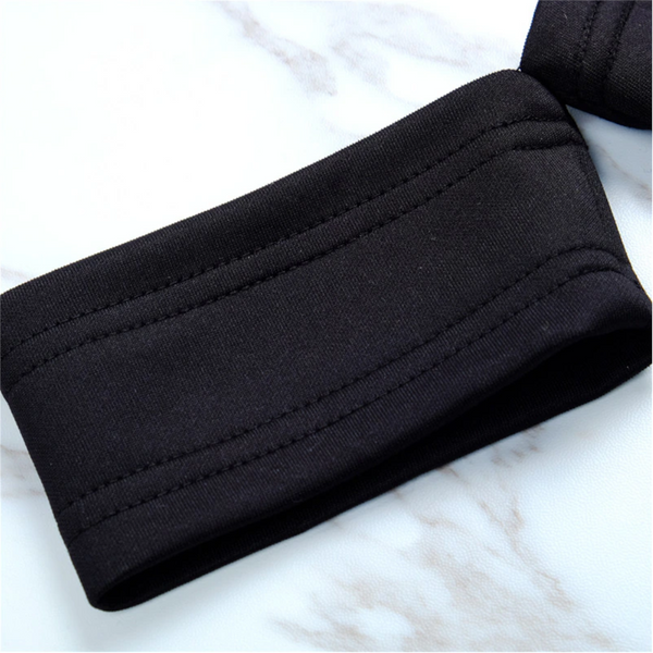 Halter Neck Off The Shoulder Sleeve Black Bodycon Dress Dresses