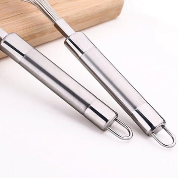 Hand Shake Egg Mixer Square Handle Stainless Steel Eggbeater Silver