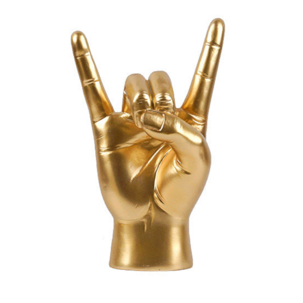 Gold Right Hand Resin Rock And Roll Hand Figurine Stylish Desk And Living Room Decor Sculptures & Figurines