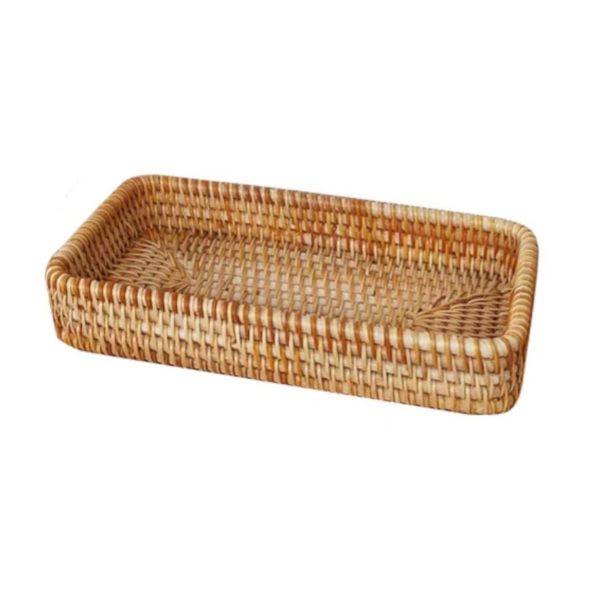 Baskets Hand Woven Rattan Storage Wicker Fruit Bread Food Tray