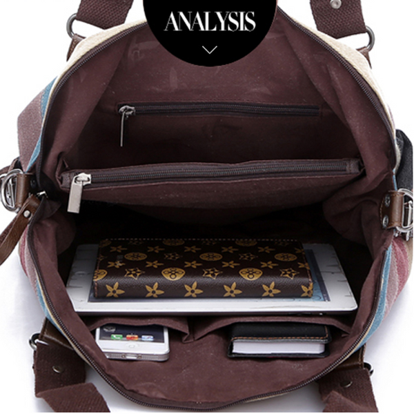 Handbags Totes Casual Retro Fashion Stripe Canvas Top Handle Cross Body Bag Women's Bags & Handbags