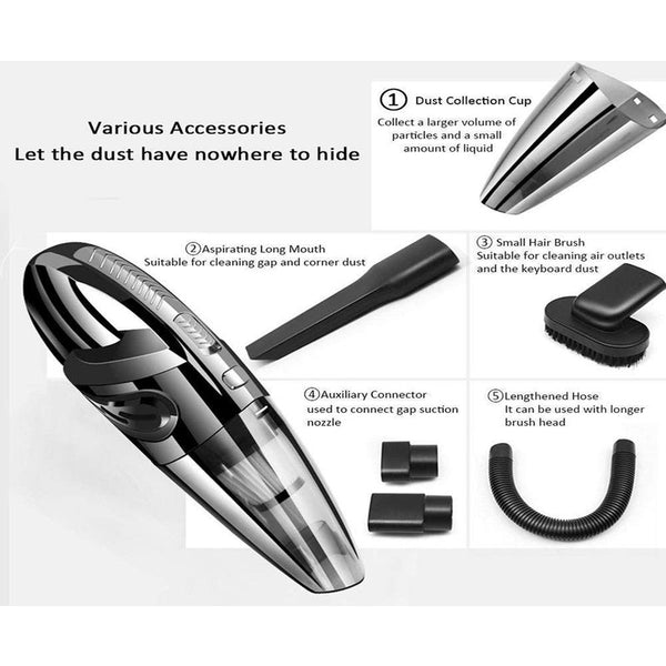 Handheld Car Vacuum Cordless Cleaner Usb Charger Wet Dry Strong Cyclone Suction Lightweight Portable Auto Mini Vacuum Cleaners