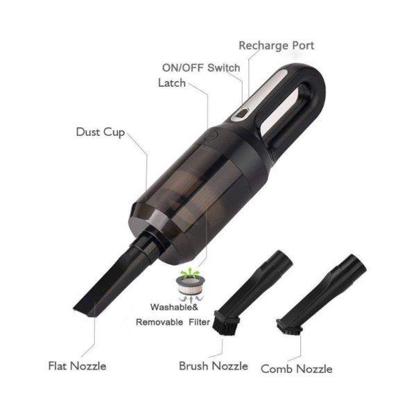 Handheld Car Wireless Vacuum Cleaner Strong Suction Small Noise Built In Multi Filter Usb Charging Pet Comb Brush For Desk Indoor Desktop Vacuum Clean