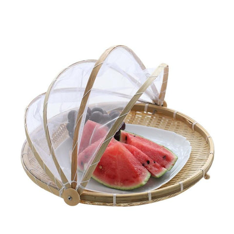 Dustproof Basket Bamboo Fly Cover Outdoor Picnic Food Picnic Accessories