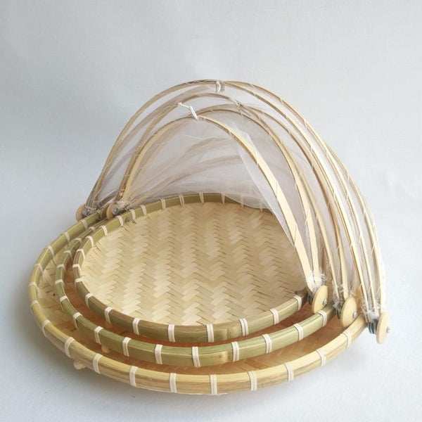 Dustproof Basket Bamboo Fly Cover Outdoor Picnic Food Picnic Accessories