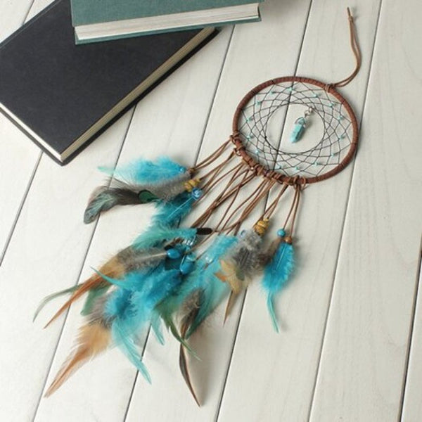 Handmade Dream Catcher With Feathers Wall Hanging Decoration Ornament Gift Macaw Blue Green Other Home Décor