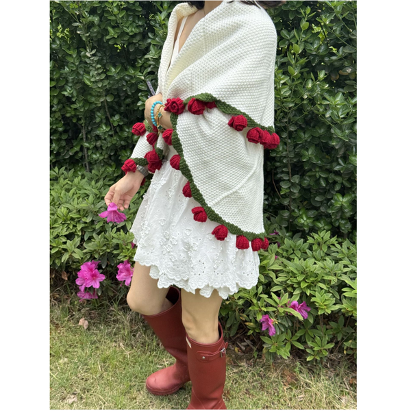 Handmade Rose Bouquet Blanket Premium Finished Floral Nap Blanket 113Cm Diameter 52 Flowers Blankets