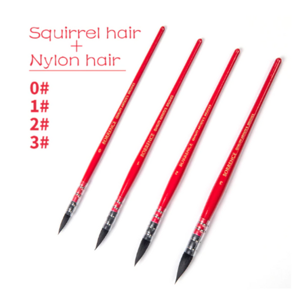 Watercolour Squirrel Nylon Hair Pointed Painting Brush Set Art Supplies #0 1 2 3