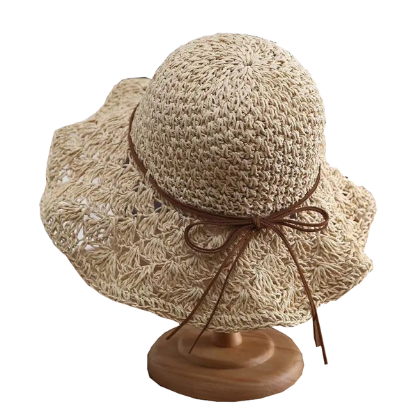 Fashionable Handmade Crochet Straw Hat Women Sun Protection Hats