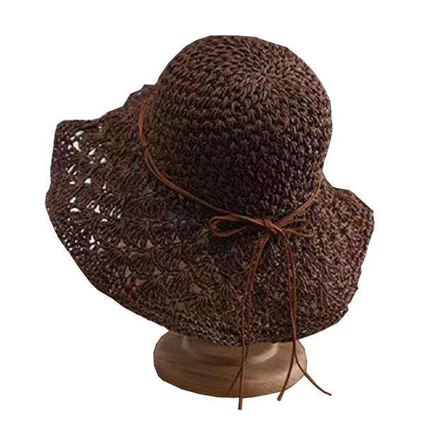 Fashionable Handmade Crochet Straw Hat Women Sun Protection Hats