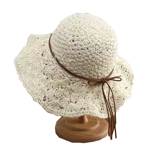 Fashionable Handmade Crochet Straw Hat Women Sun Protection Hats