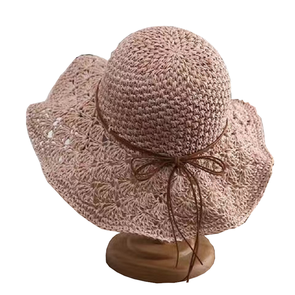 Fashionable Handmade Crochet Straw Hat Women Sun Protection Hats